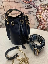 Mini borsa MINI BAG secchiello vera pelle donna ragazza blu scuro SPECIAL PRICE