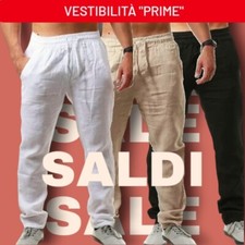 Pantalone di lino uomo con elastico in vita pantalone Cotone lungo casual Estate