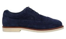 HOGAN 42 8 NUOVE €360 ORIGINALI Scarpe polacchine uomo ragazzo pelle blu marrone