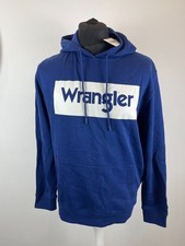 Wrangler - Felpa con cappuccio pullover blu logo Spellout Frame Box - M/L