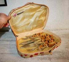 Servizio posate per dolce  vintage in inox e bamboo