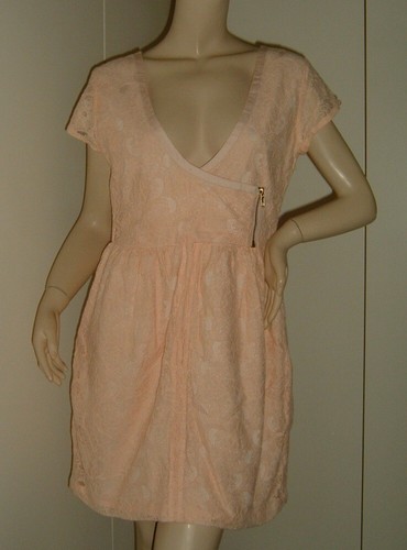 Abito pizzo rosa salmone m - abito,