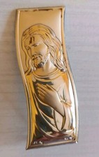 Placca Gesù Cristo In Laminato Argento Da Appoggio Alta Cm 7 Larga 2,5 Cm Usata