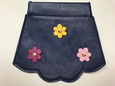 BORSELLINO BLU VERA PELLE PORTA OGGETTI /TRUCCHI /GIOIE/CARTE BORSA MONETE 