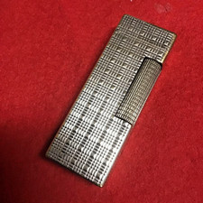 Accendino vintage Dunhill Rollagas modello a quadri colore argento revisionato