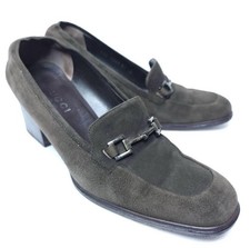 Gucci décolleté scarpe mocassini Horsebit scamosciati marrone/grigio taglia...