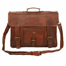 Vecchia borsa a tracolla per laptop messenger in pelle marrone chiaro fatta a...