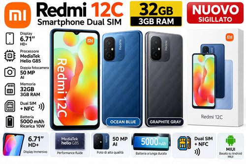 Xiaomi redmi 12c 32gb - 12c, 3gb