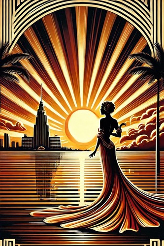 Poster donna elegante art deco