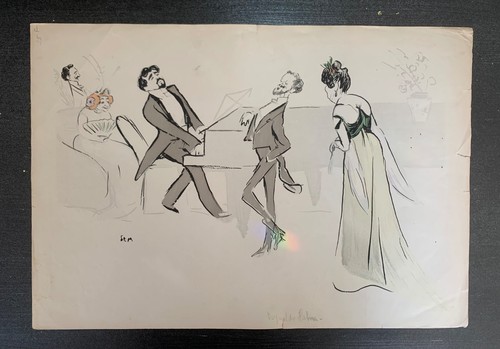 Lithographie sem piano bar - sem,