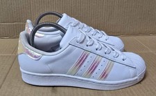 NUOVISSIME SCARPE DA GINNASTICA ADIDAS SUPERSTAR TAGLIA UK 5,5 BIANCHE E ROSA GHIACCIO IRIDESCENTI