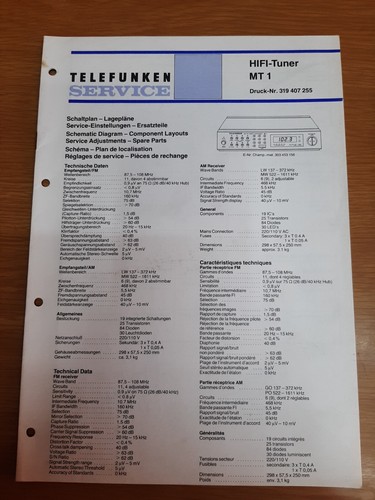 Hifi tuner telefunken - tuner, mt