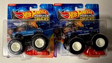 HOT WHEELS MONSTER TRUCKS 2025 BIG FOOT AUTO SCHIACCIATA BLU ESCLUSIVO LOTTO DI 2 🔥