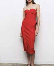 Abito midi rosso senza