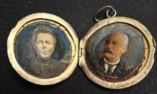 Argento Dorato - Art Nouveau - Portafoto Di Antenati - Medaglione Inizio '900