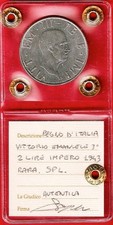 2 Lire 1943 IMPERO periziato