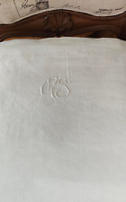 Antico Lenzuolo Telo Puro lino Colore Sabbia/Grigio Iniziali MT 240X270