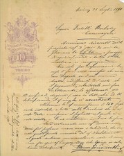 Lettera int. Litografia Fototipia F.LLI DOYEN di Pianca Simondetti. Torino 1891