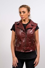 Gilet pelle donna bordeaux - pelle,