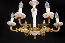 lampadario franz porcellana ottone porcellana rose restaurato