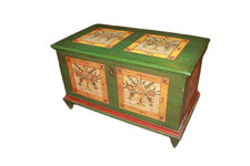 Grande Cassapanca Tirolese del 1800 Dipinta a Motivo Floreale