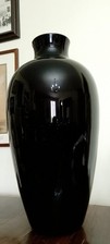 VENINI MURANO GRANDE VASO IN VETRO  ANNI 70  H 63 NERO MERAVIGLIOSO 