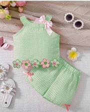 2 pc girls 3T size Green/pink