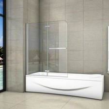 140CM PARETE VASCA DA BAGNO DUE ANTE MOVIBILI+MANIGLIA PORTASCIUGAMANI VETRO 6MM