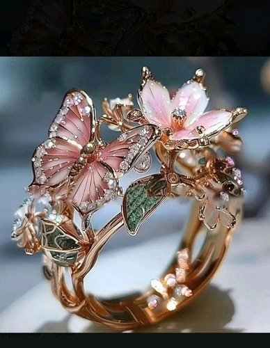 Anello farfalla floreale - ,