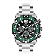 Orologio Uomo LORENZ 26171EE Chrono Bracciale Acciaio Nero Verde