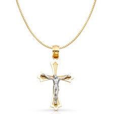 14K 2 Tone Gold Jesus Crucifix