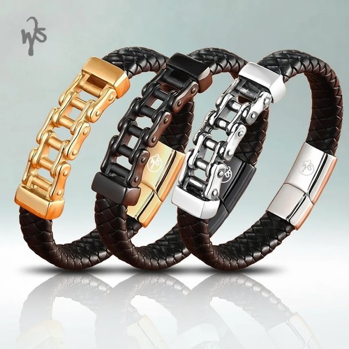 Wsesto bracciale uomo pelle - bracciale,