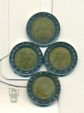 4 BI-METAL 500 LIRE COINS from
