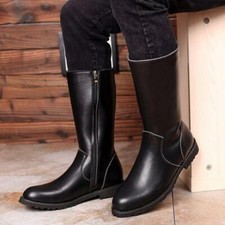 Stivali equitazione uomo ecopelle zip laterale militari al ginocchio cavaliere equitazione