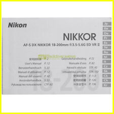 Manuale per Obiettivi Nikon AF-S DX 18/200mm. VR II Istruzioni Italiano EN FR DE