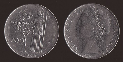 100 lire 1968 - 100, italia