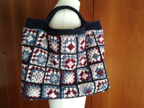 Borsa uncinetto granny lana - uncinetto, in