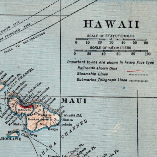 Mappa antica hawaii - antica, 1921
