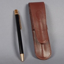 Penna Sfera CARTIER Must De Placcata Oro 24kt Nera Con Custodia Vintage