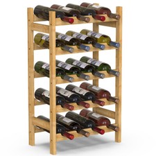 Cantinetta Portavino in Legno Bambù Naturale con 20 Scomparti Bar Portabottiglie