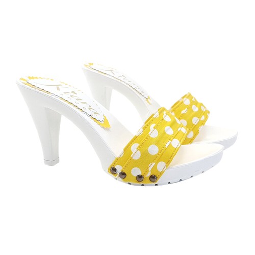 Mule bianchi con tomaia pois - mule,