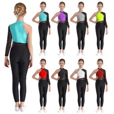 Body tuta ginnastica monospalla bambina pattinaggio danza performance