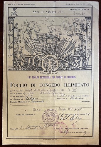 Foglio congedo illimitato - foglio,