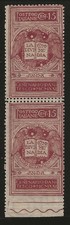 1921 Regno d'Italia - 15 c. serie Dante coppia doppia dentellatura Carraro MH*