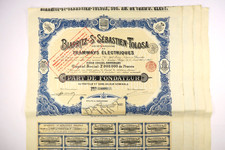 TRAMWAYS ELECTRIQUES DE BIARRITZ SAINT SEBASTIEN TOLOSA PART FONDATEUR 1897 X 4