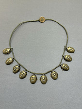 COLLANA PENDENTE MASCHERA FACCIALE OTTONE 10 TRIBALE ORIGINALE INDIA 1960 RARA