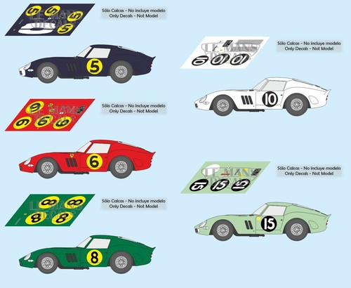 Decals ferrari 250 gto tourist - ferrari,