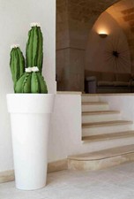 Vaso Tondo Alto Bordato Moderno con ripiano h43/70/92/105/130cm in Resina arredo