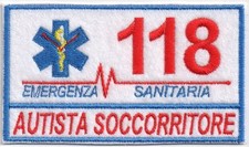 PATCH RICAMO TOPPA 118 AUTISTA SOCCORRITORE EMERGENZA SANITARIA AMBULANZA DIVISA