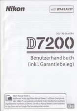 NIKON MANUALE D'USO  NIKON D7200, NUOVO, IN TEDESCO, 395 PAGINE 10X15CM